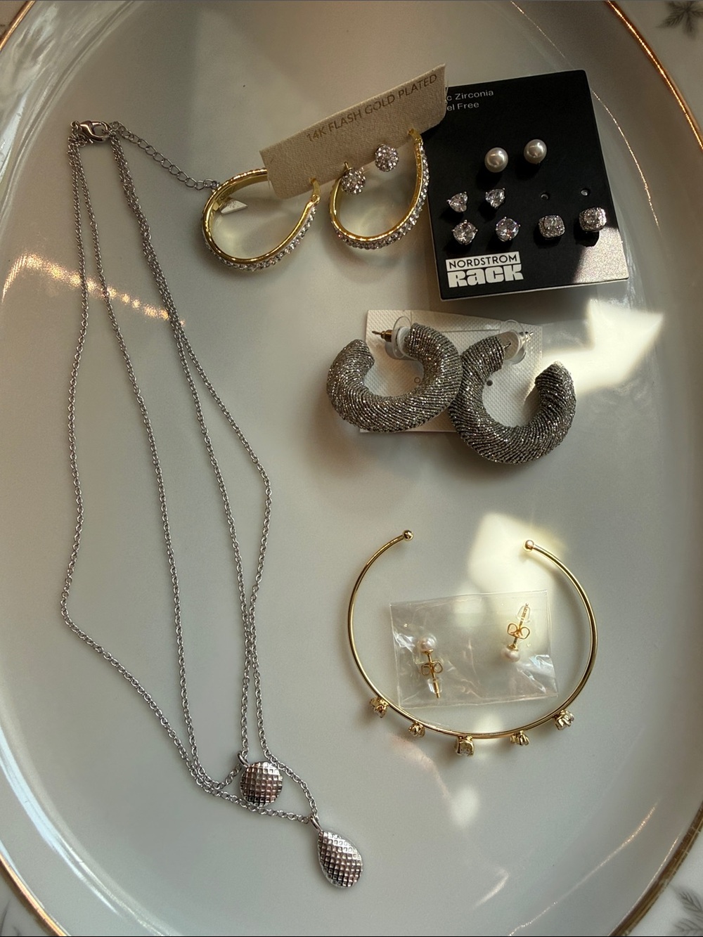 Nordstrom Two-Tone Necklace & Earring Set — Gold and Silver Accents